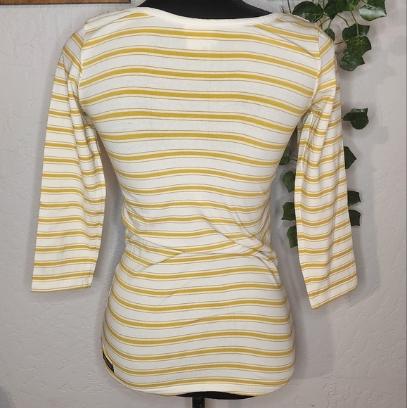 Matilda Jane Mustard Stripe Button Accent Top Size XS - Picture 12 of 13
